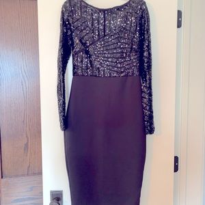 Long sleeve, midi, black sequin dress AX
